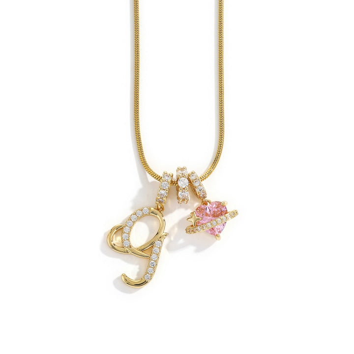Initial Letter Heart Pendant Necklace