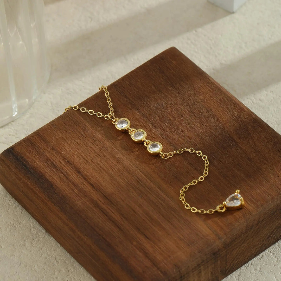 Pave Zircon Y Drop Tassel Necklace Daily Outfit