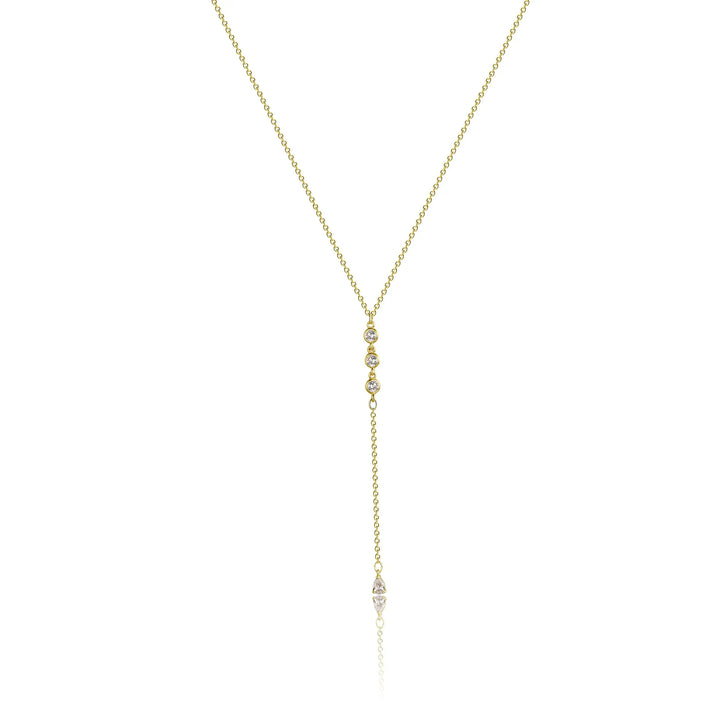 Pave Zircon Y Drop Tassel Necklace Daily Outfit