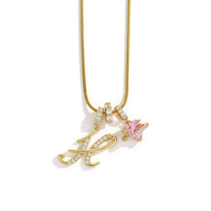 Initial Letter Heart Pendant Necklace
