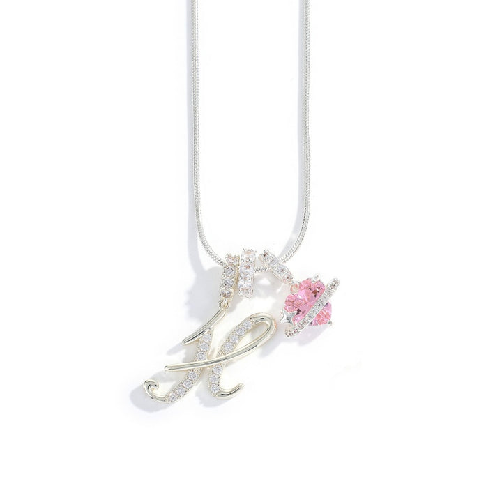 Initial Letter Heart Pendant Necklace