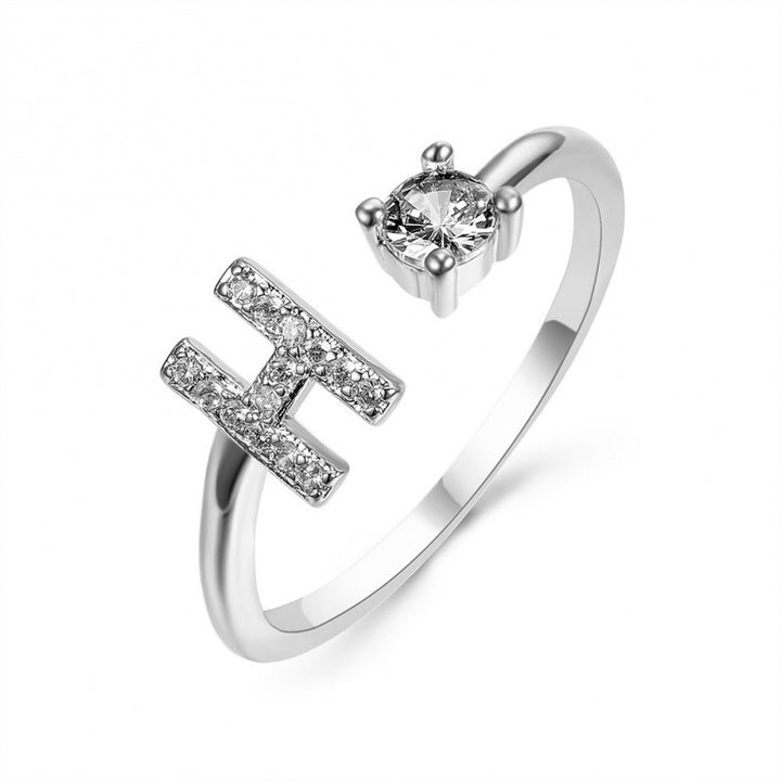 Elegant Initial Open Ring with Zircon