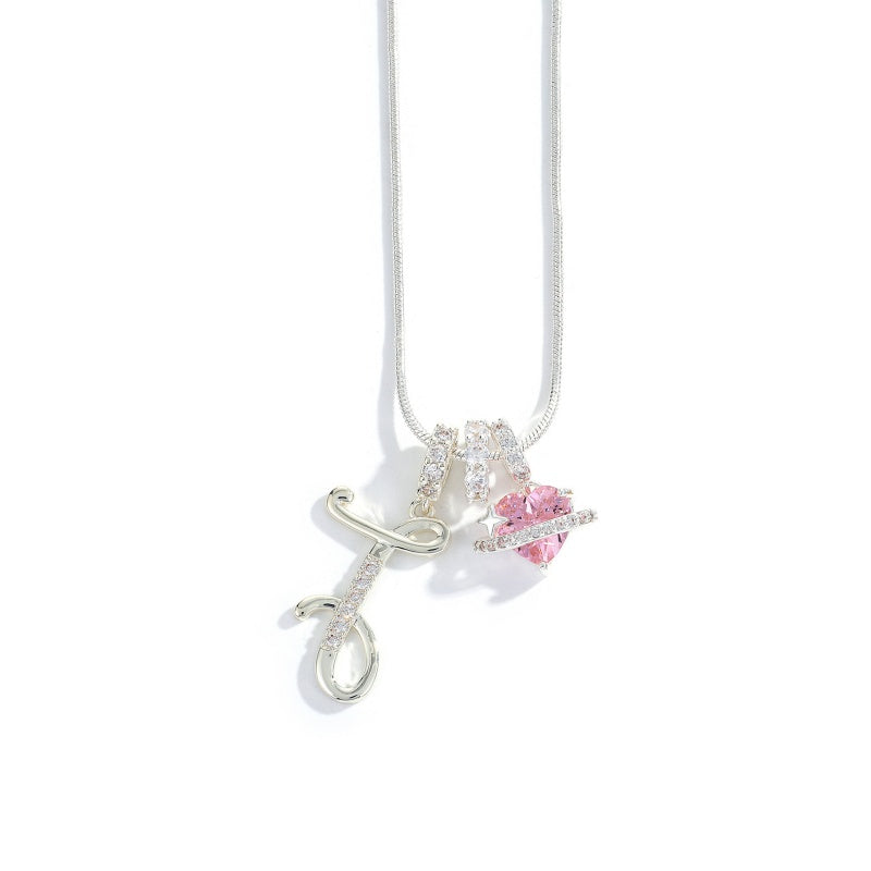 Initial Letter Heart Pendant Necklace