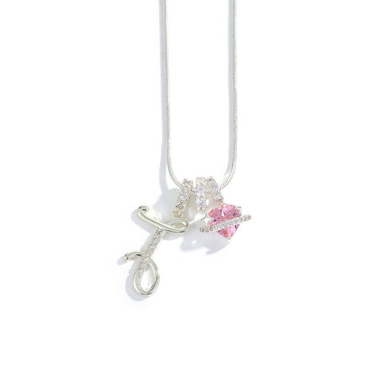 Initial Letter Heart Pendant Necklace