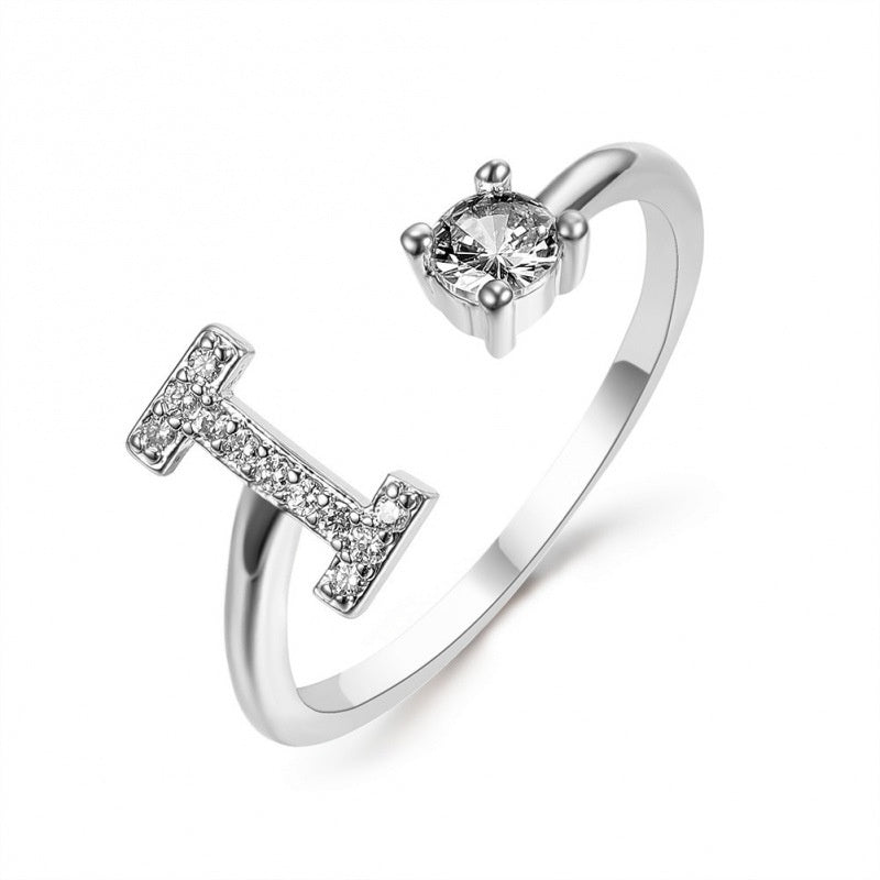 Elegant Initial Open Ring with Zircon