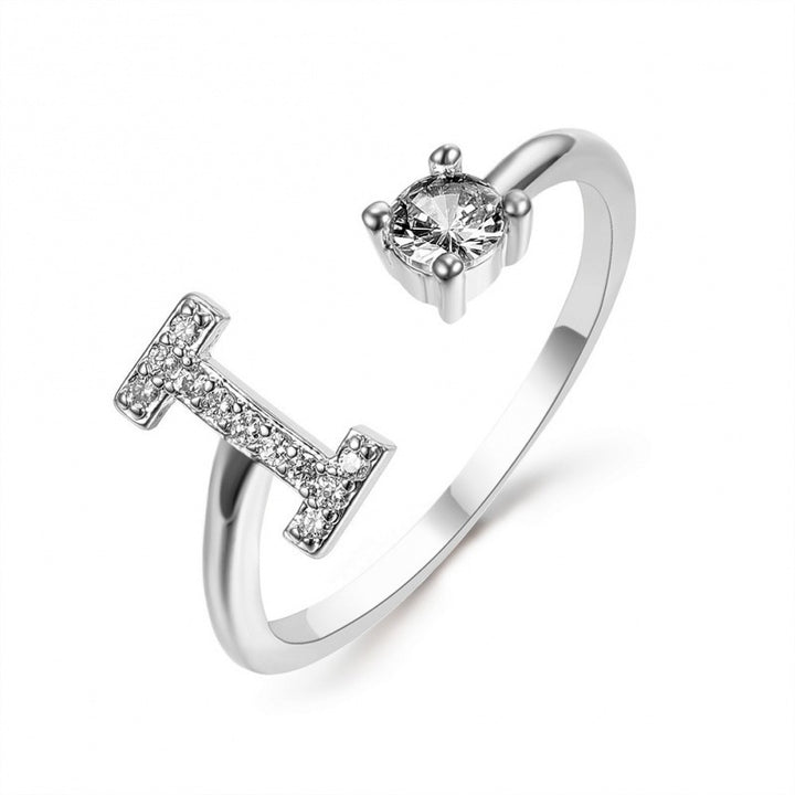 Elegant Initial Open Ring with Zircon