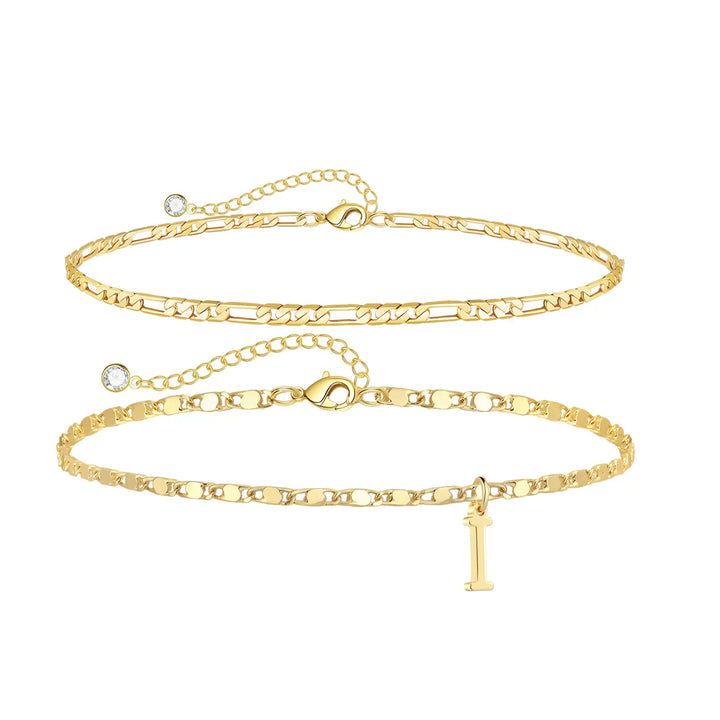 Personalized Layered Ankle Bracelet Set