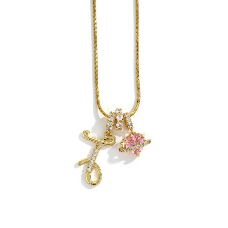 Initial Letter Heart Pendant Necklace