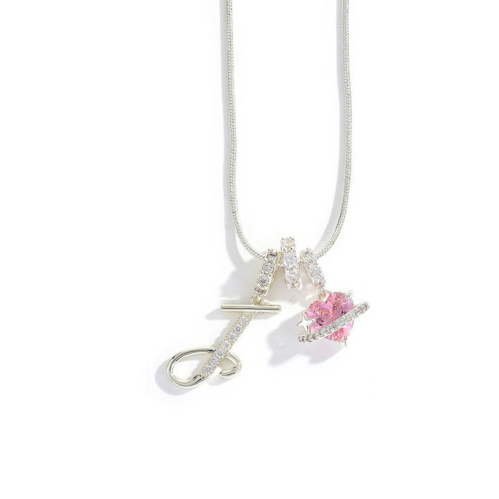 Initial Letter Heart Pendant Necklace