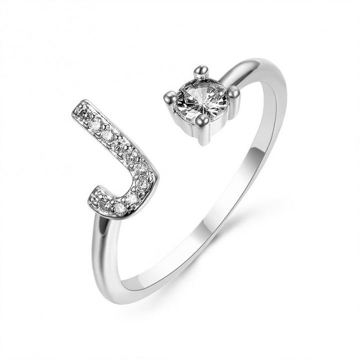 Elegant Initial Open Ring with Zircon