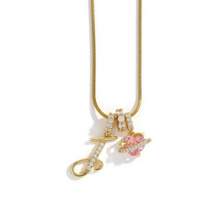 Initial Letter Heart Pendant Necklace