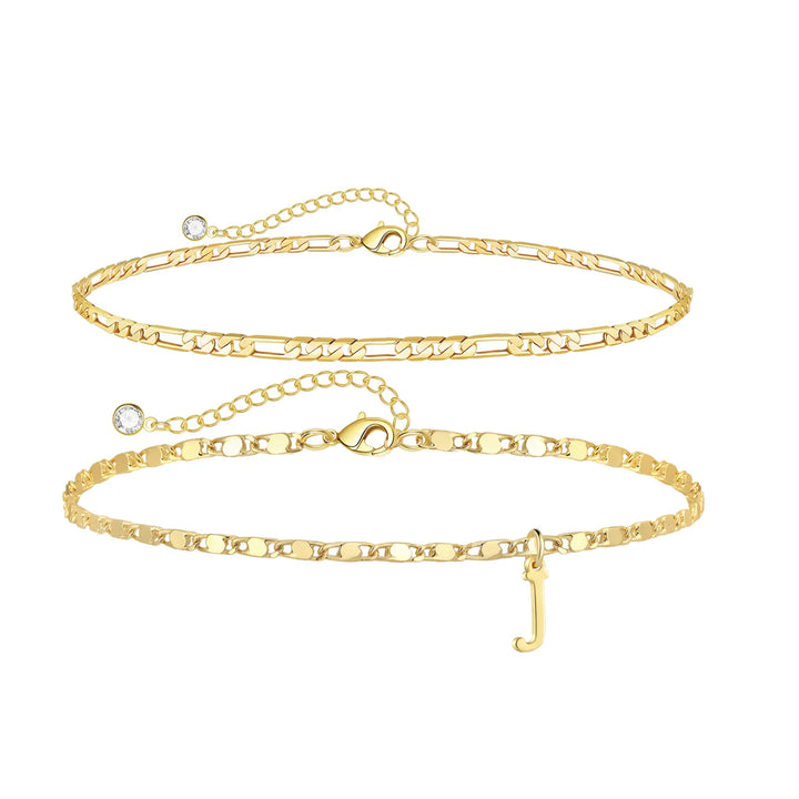 Personalized Layered Ankle Bracelet Set