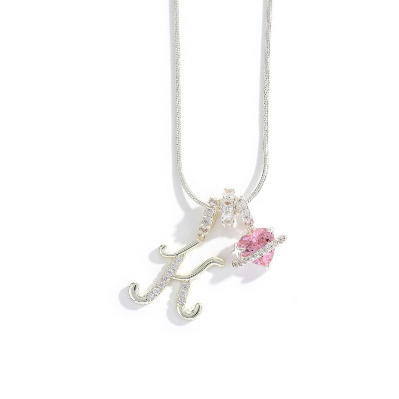 Initial Letter Heart Pendant Necklace