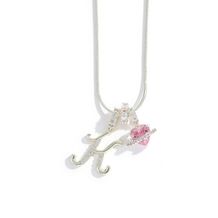 Initial Letter Heart Pendant Necklace