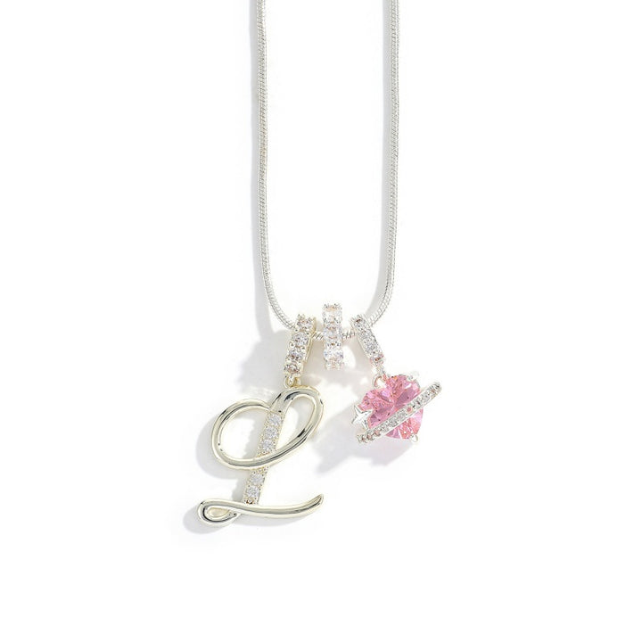 Initial Letter Heart Pendant Necklace