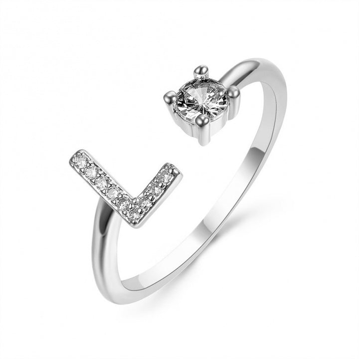 Elegant Initial Open Ring with Zircon