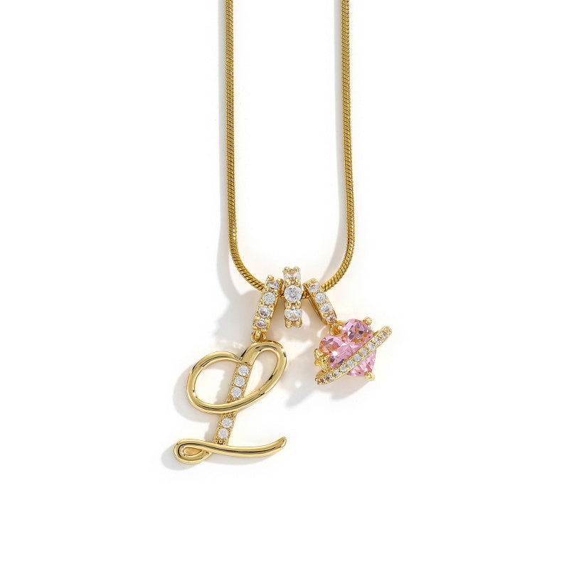 Initial Letter Heart Pendant Necklace