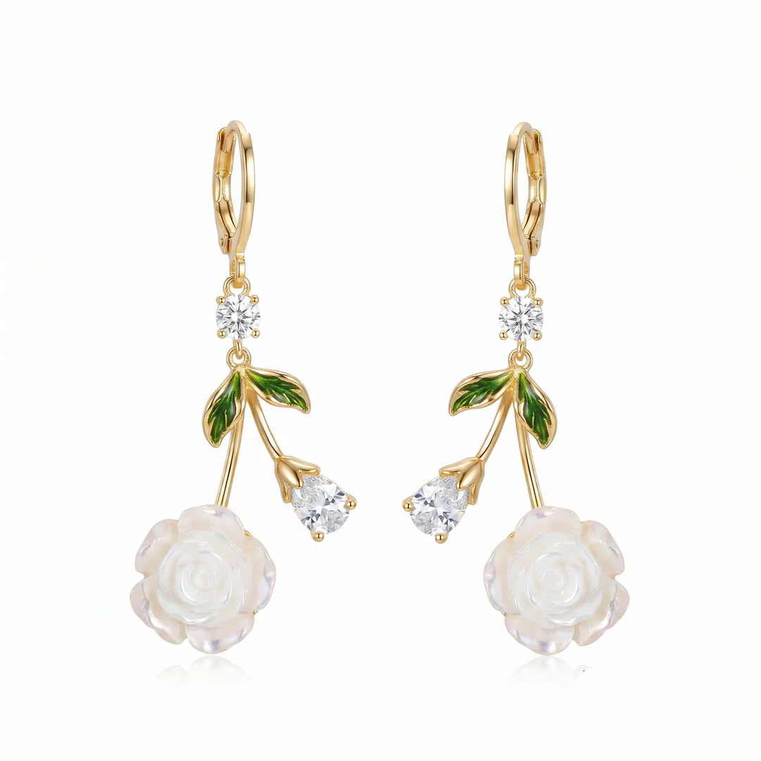 Rose Earrings Floral Drop Date Night