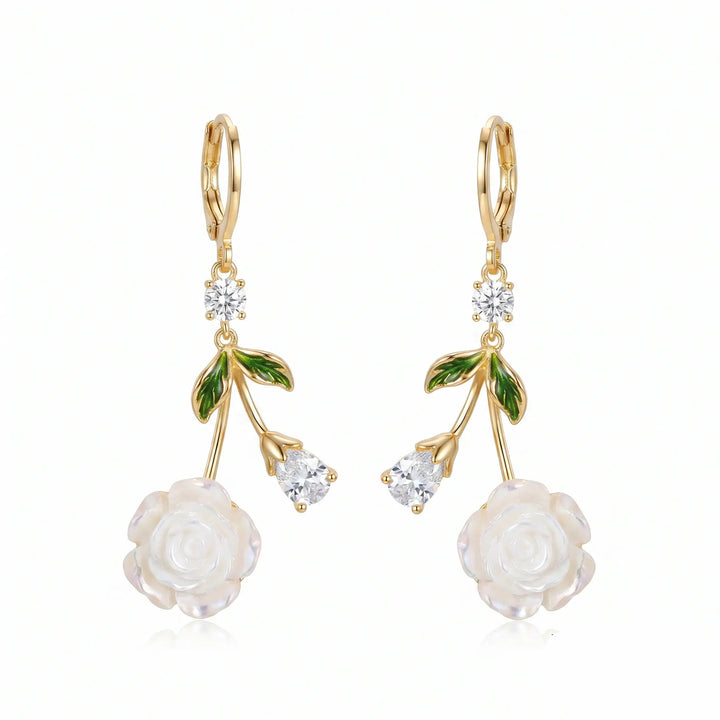 Rose Earrings Floral Drop Date Night