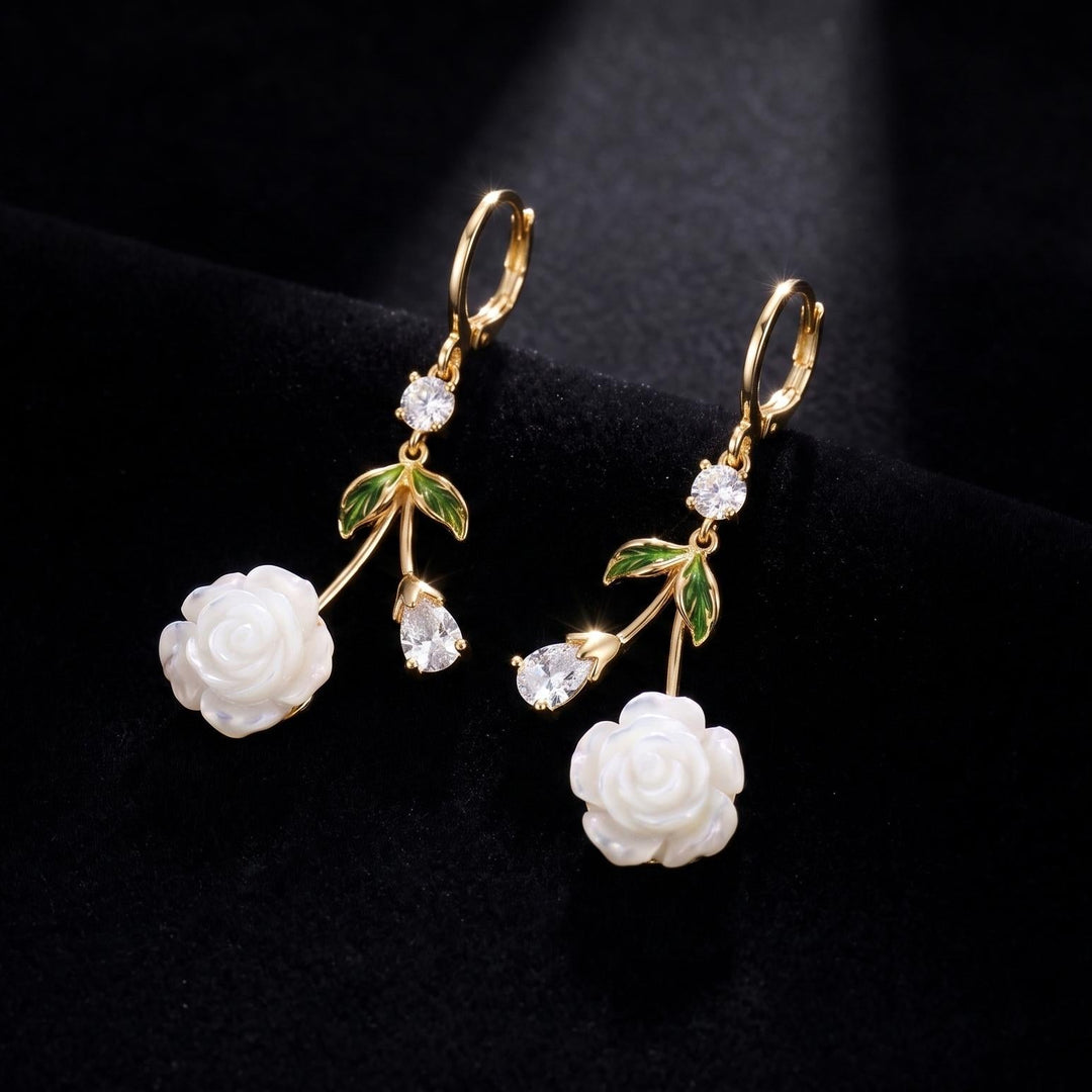 Rose Earrings Floral Drop Date Night