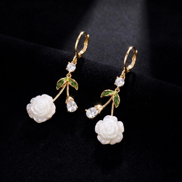Rose Earrings Floral Drop Date Night