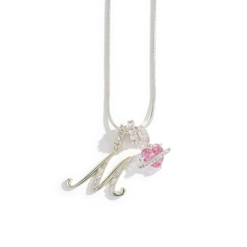 Initial Letter Heart Pendant Necklace
