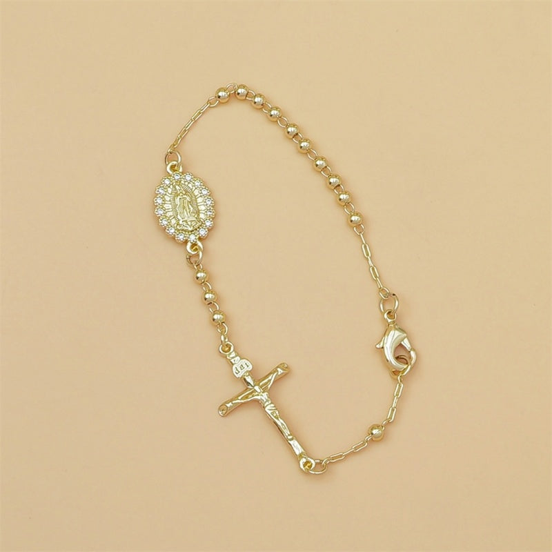 Gold Mary Cross Bracelet Faith Jewelry