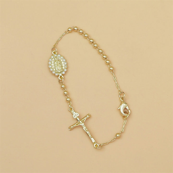 Gold Mary Cross Bracelet Faith Jewelry