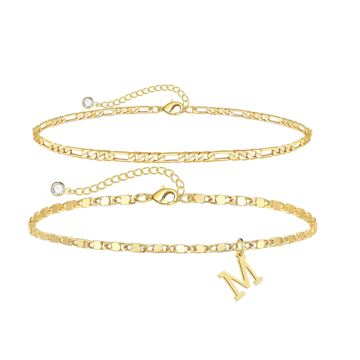 Personalized Layered Ankle Bracelet Set