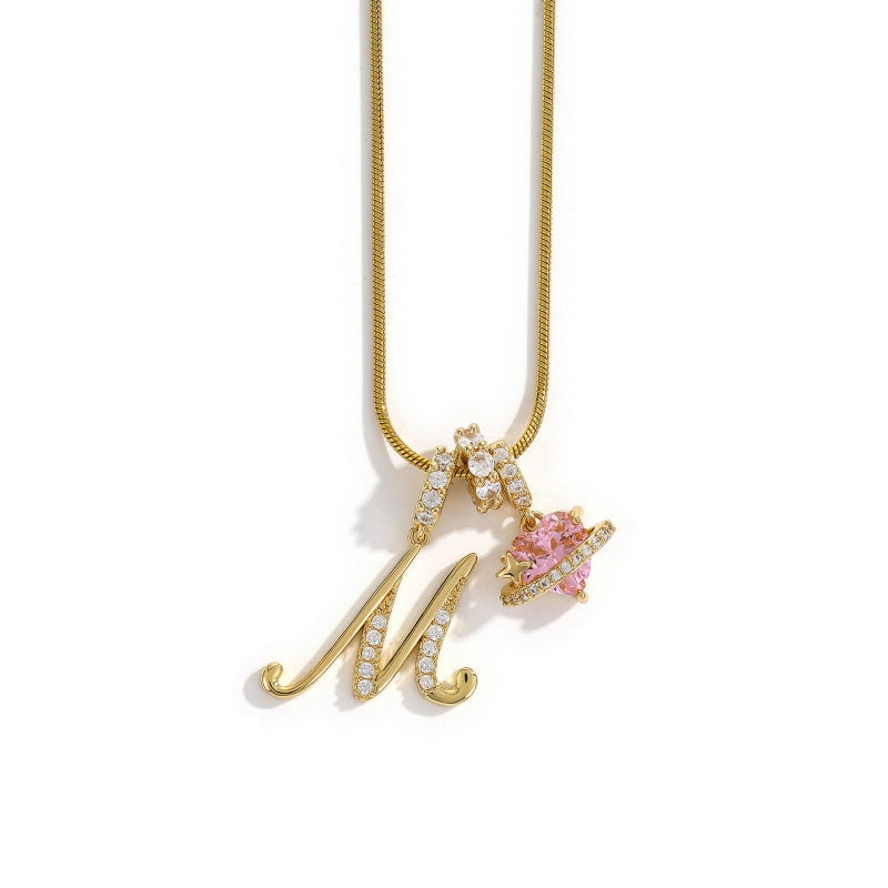 Initial Letter Heart Pendant Necklace