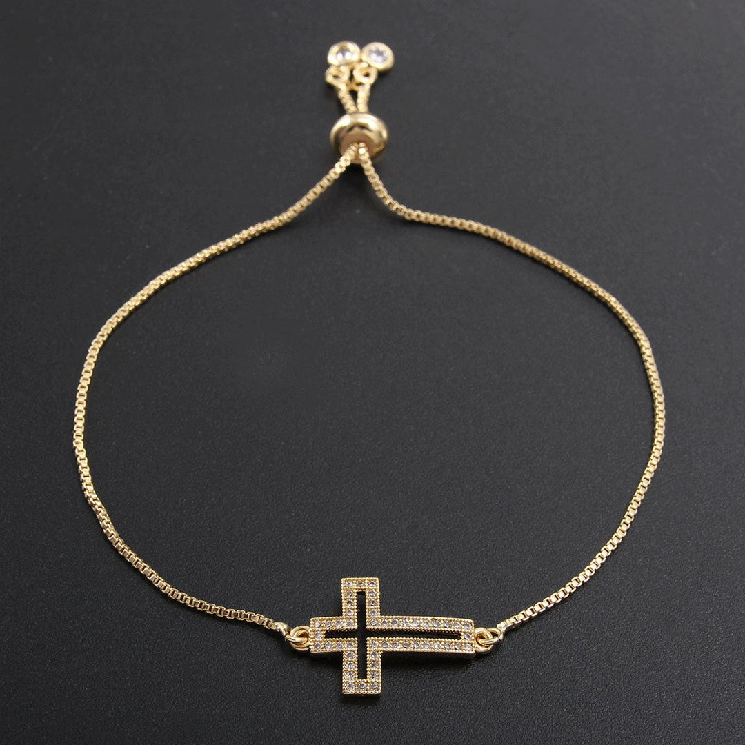Adjustable Openwork Cross Bracelet