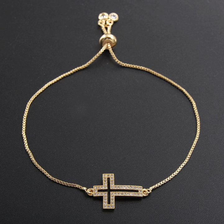 Adjustable Openwork Cross Bracelet