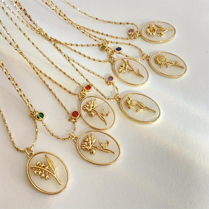 Shell Pendant Birthday Flower Necklace