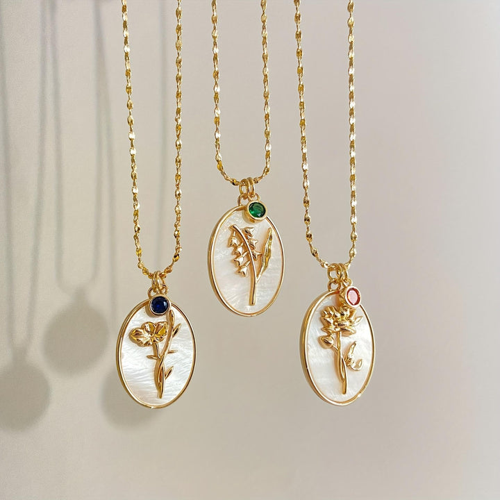 Shell Pendant Birthday Flower Necklace