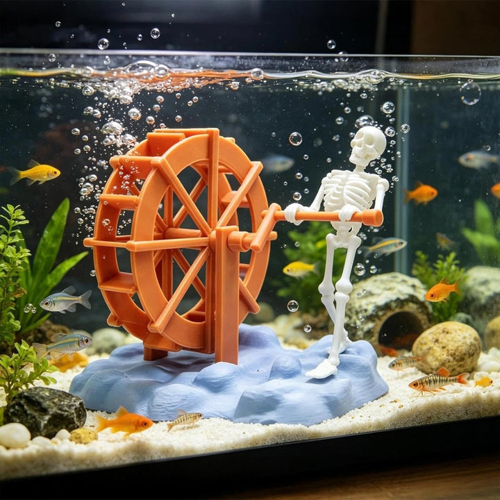 Skeleton Water Wheel Aquarium Ornament