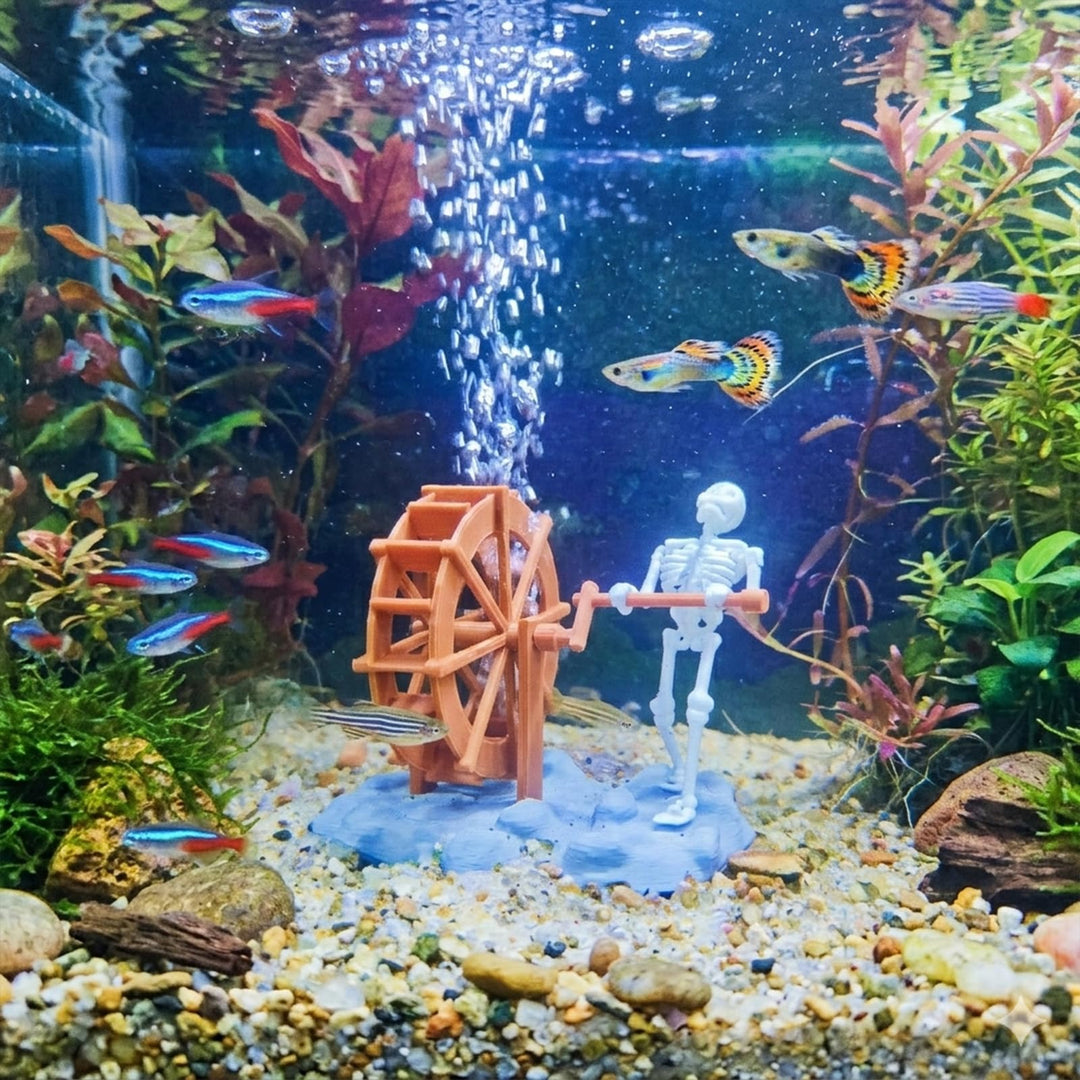 Skeleton Water Wheel Aquarium Ornament