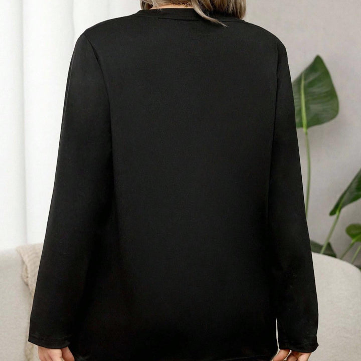 Printed Crew Neck Long Sleeve Casual Top
