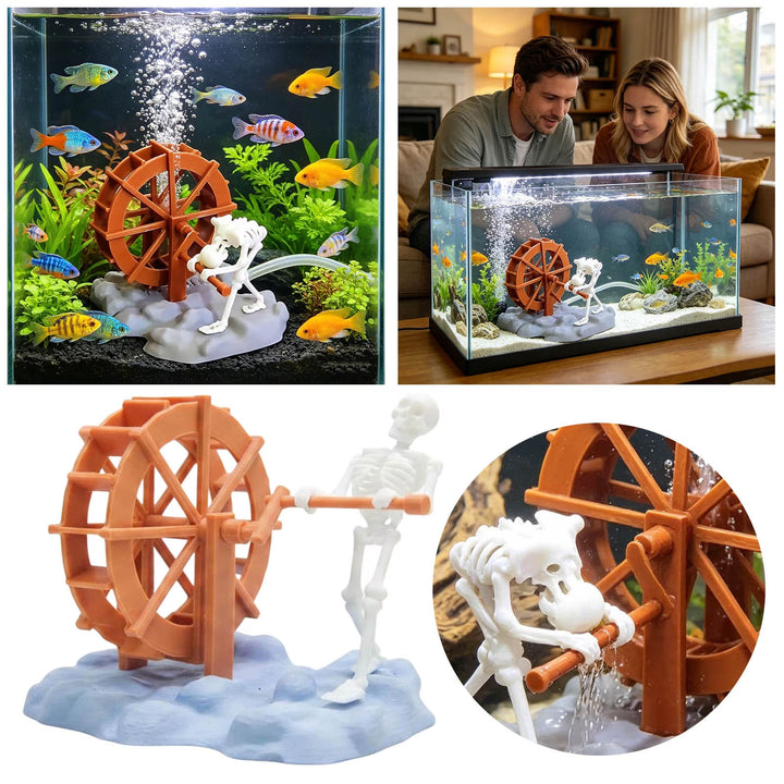 Skeleton Water Wheel Aquarium Ornament
