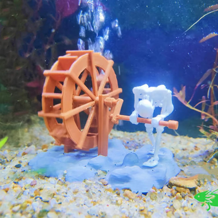 Skeleton Water Wheel Aquarium Ornament