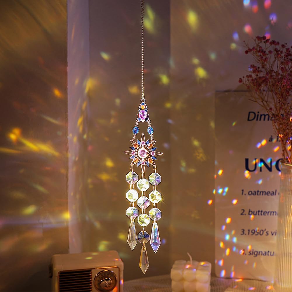 Moon Star Butterfly Zircon Crystal Sun Catcher Hanging