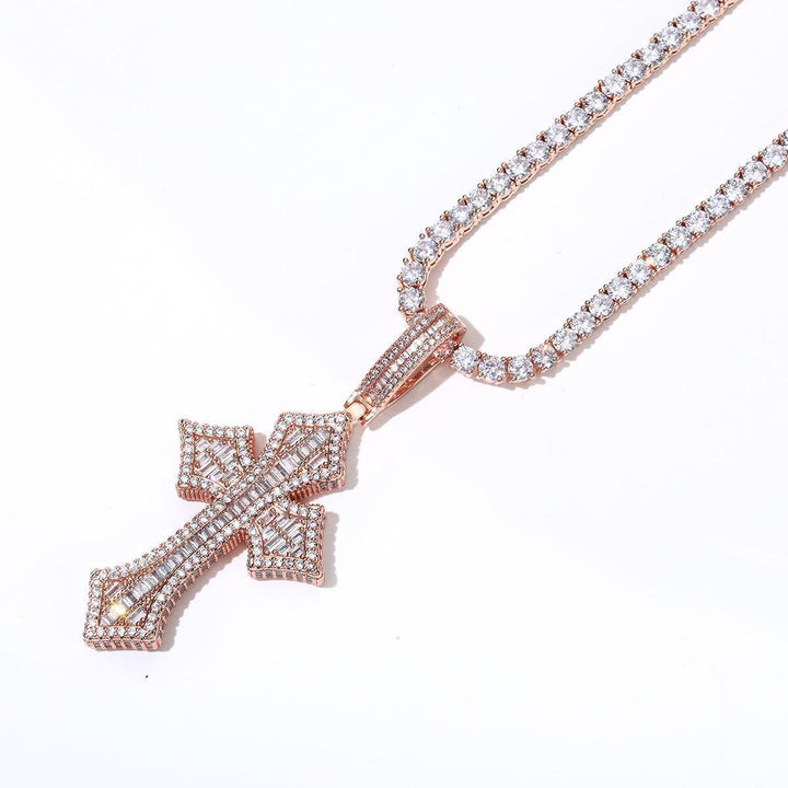 Copper and Zircon Cross Necklace