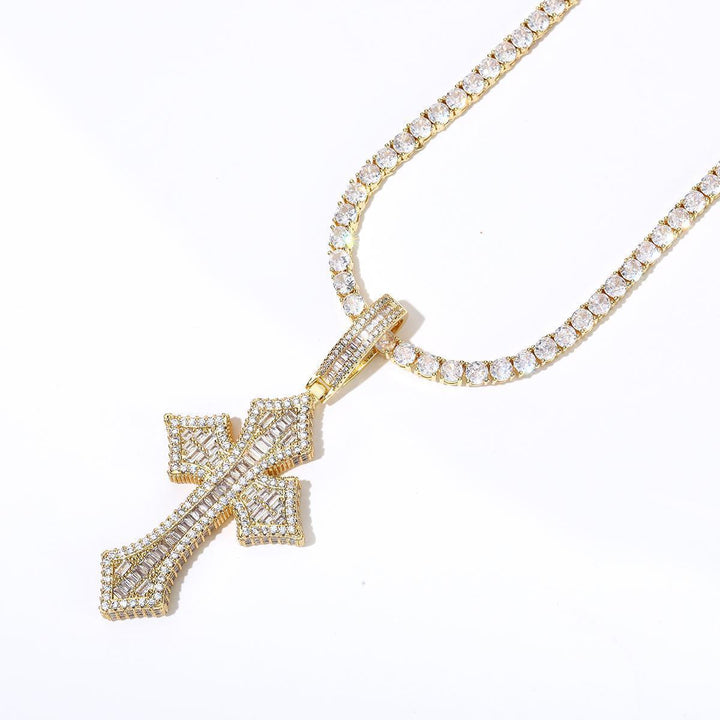 Copper and Zircon Cross Necklace