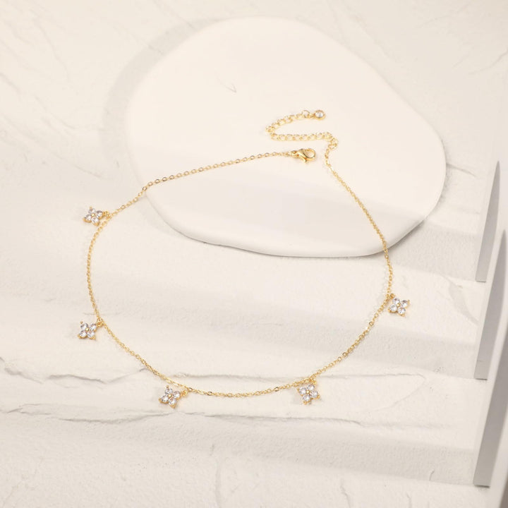 Clover Charm Zircon Choker Necklace for Women