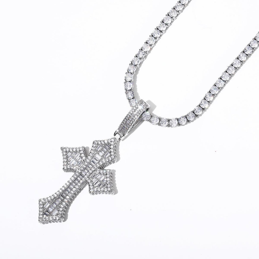 Copper and Zircon Cross Necklace