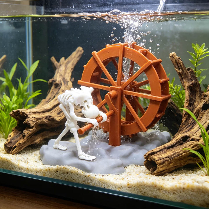 Skeleton Water Wheel Aquarium Ornament