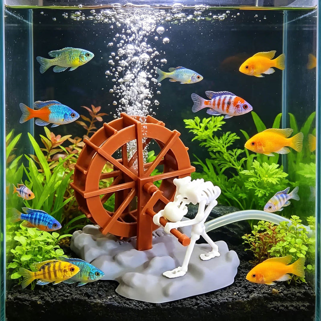Skeleton Water Wheel Aquarium Ornament