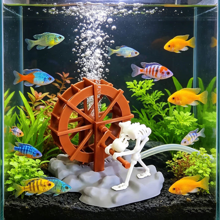 Skeleton Water Wheel Aquarium Ornament