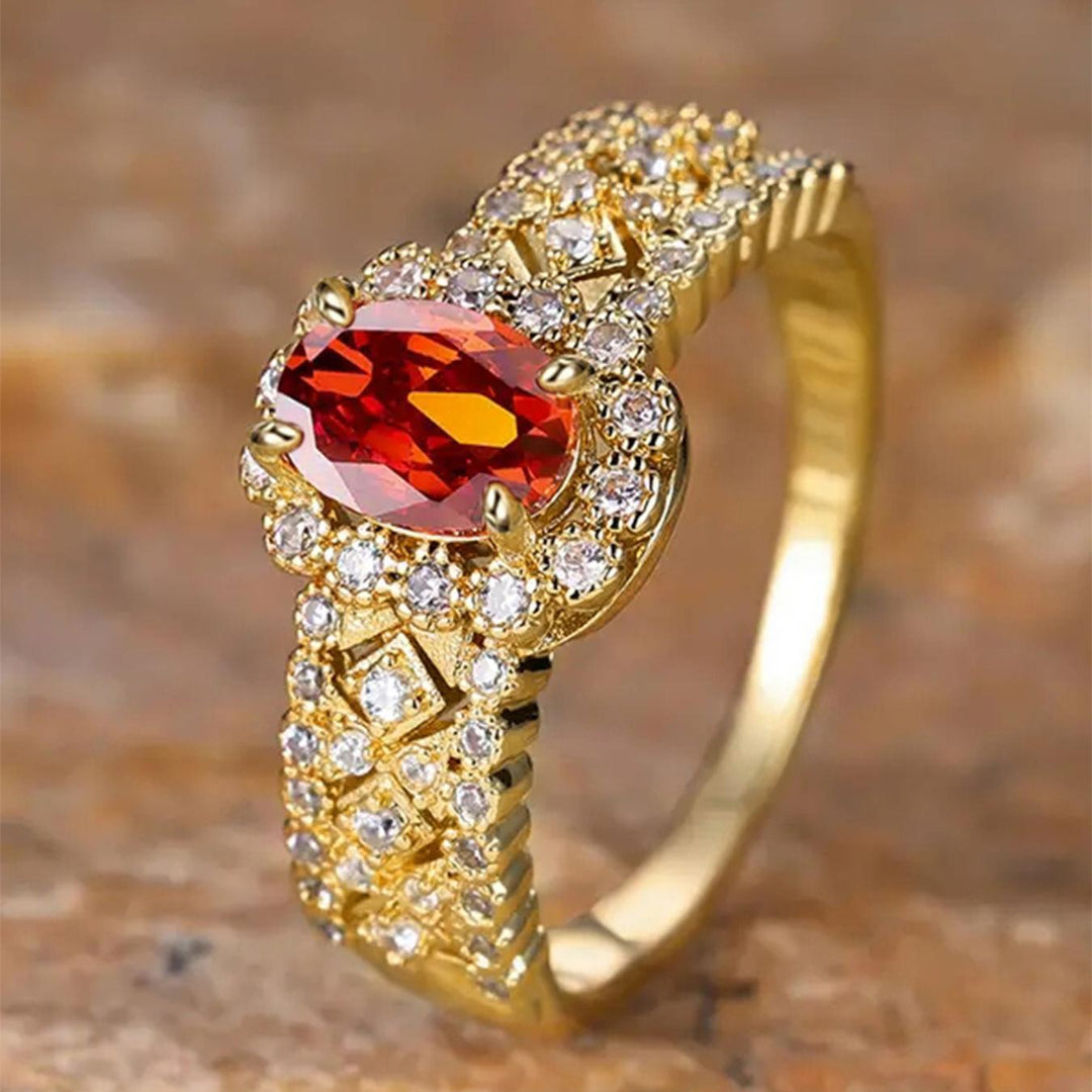 Elegant Red Zircon Fashion Ring