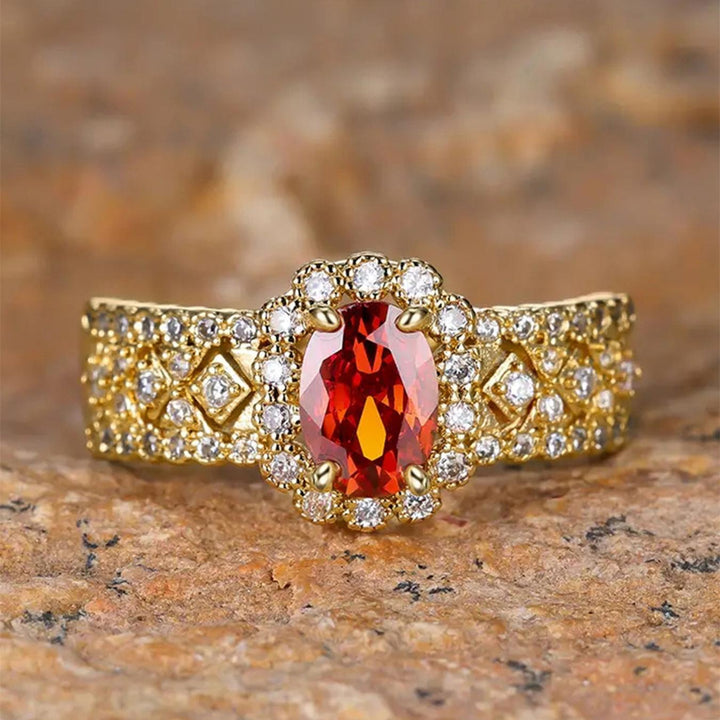 Elegant Red Zircon Fashion Ring