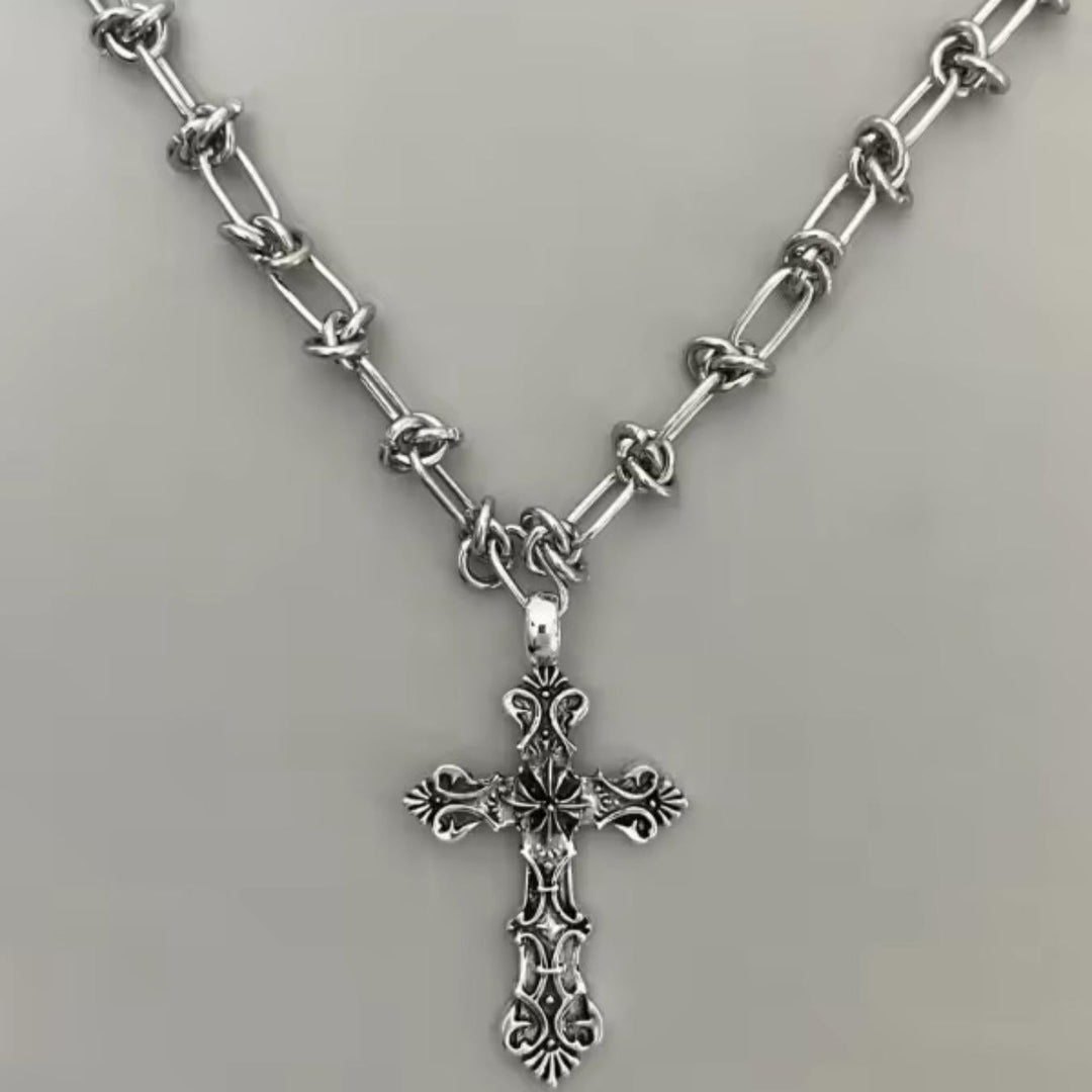 Punk-Style Cross Pendant Necklace